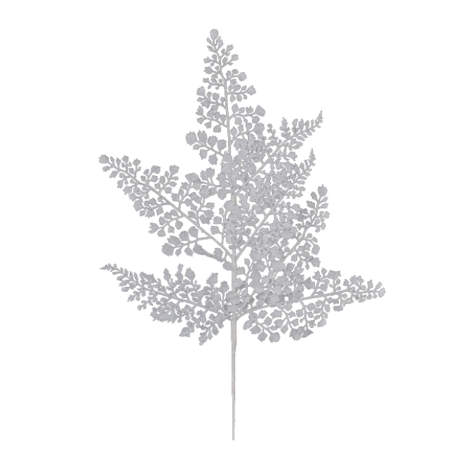 23"L Glitter Maidenhair Fern Spray (White)