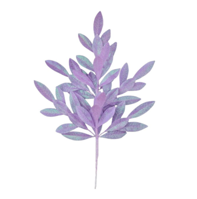 23"L Glitter Bay Leaf Spray (Lavender)