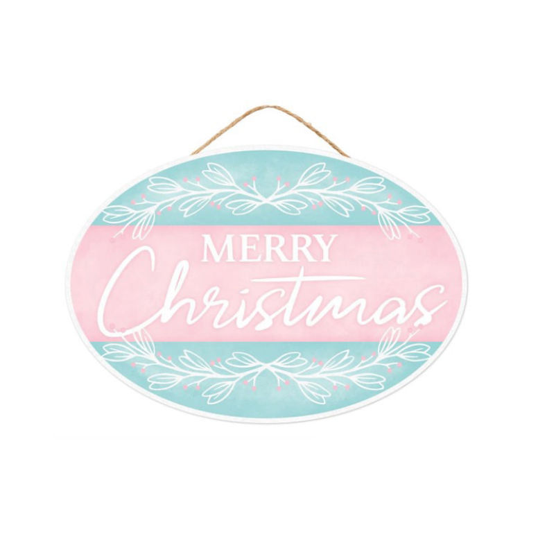 13"L x 9"H Merry Christmas Oval Sign