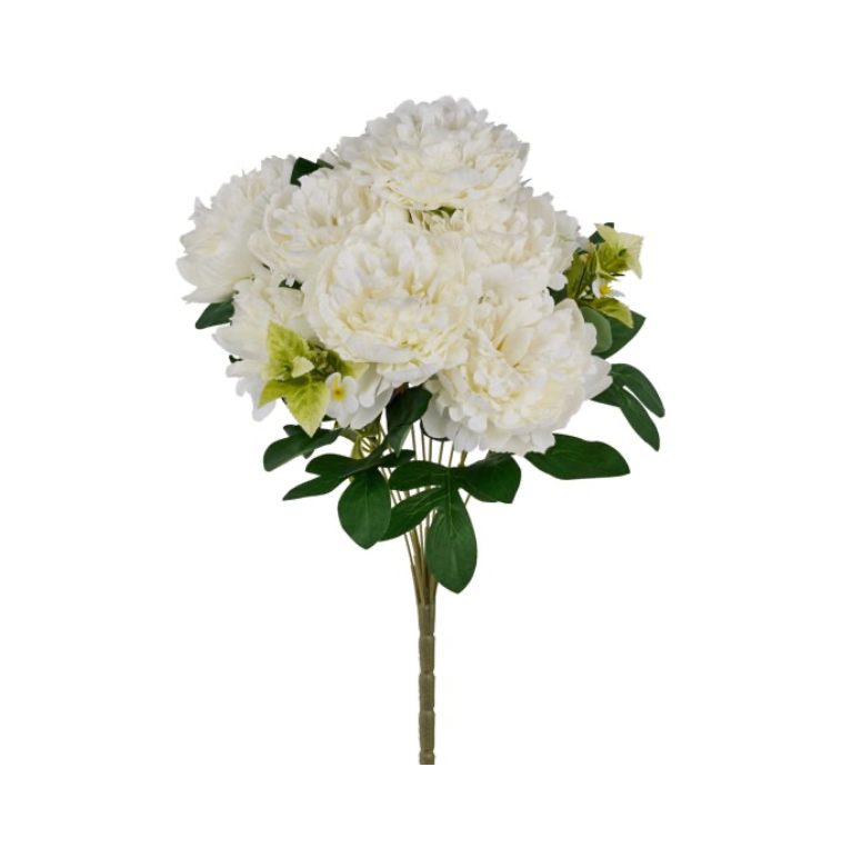 18.5"L Peony/Leaf Bush x 12 (White)