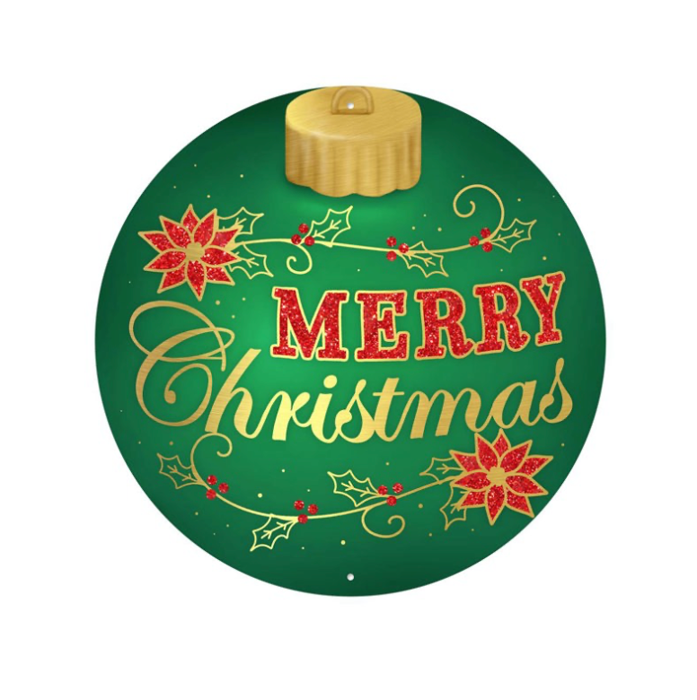 12"Dia Metal Merry Christmas Orn Sign