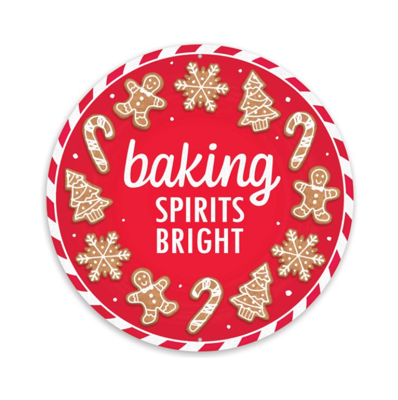 12"Dia Metal Baking Spirits Bright Sign