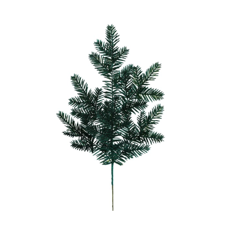 25"L Glitter Hemlock Spray x 6 (Hunter Green)