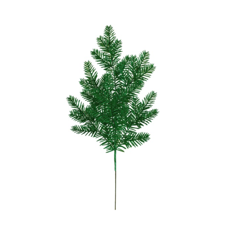 25"L Glitter Hemlock Spray x 6 (Laser Emerald Green)