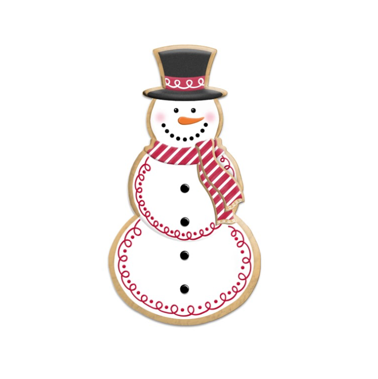 12"H Metal Snowman Cookie W/Stripe Scarf