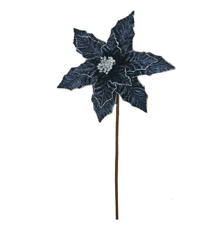 24" Glitter Edge Velvet Poinsettia Stem