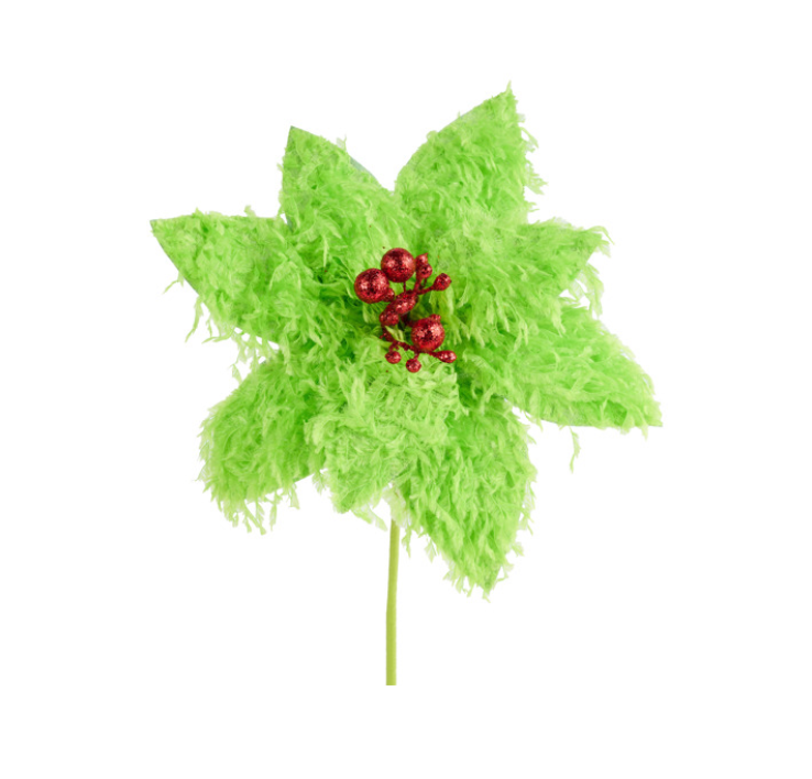 11"Dia Furry Feather Fabric Poinsettia