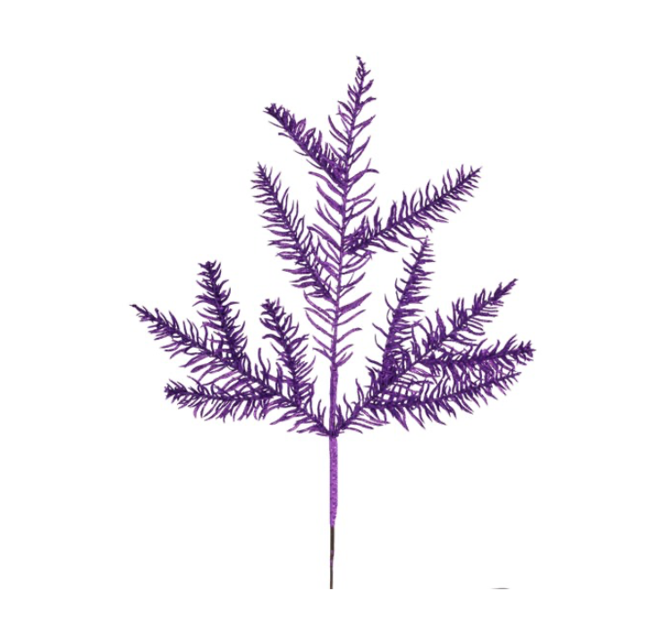 18"L Glitter Noble Pine Spray x 3 (Purple)