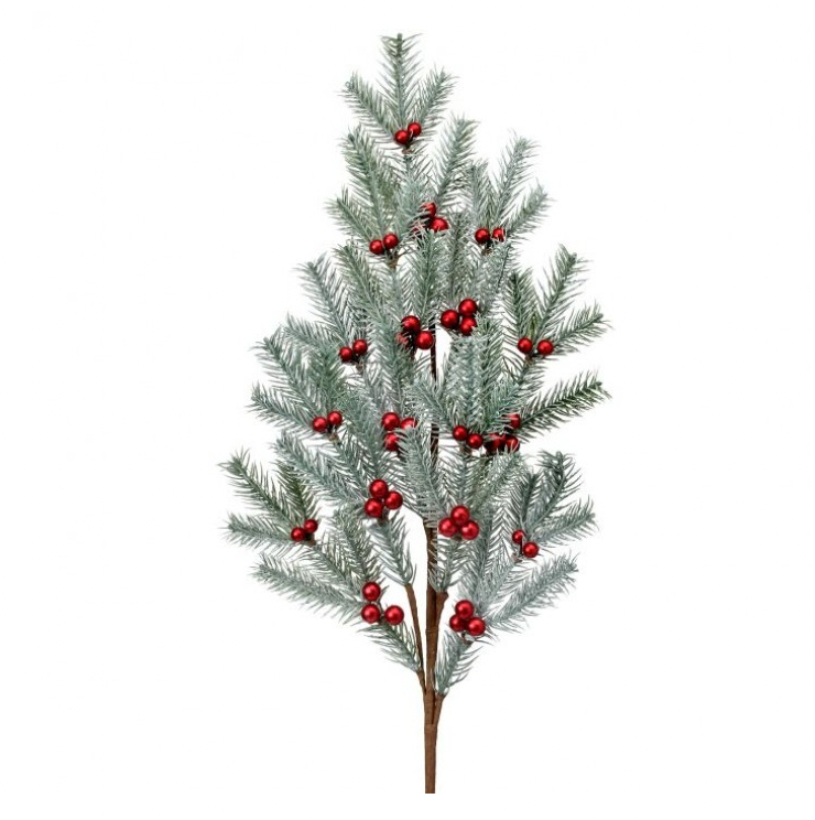 33" Frosted Mini Fir Berries Spray