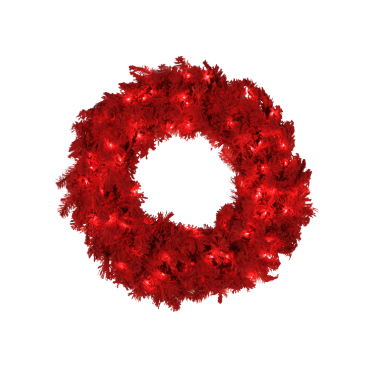 24" Flocked Red Fir Artificial Christmas Wreath Unlit (Red)