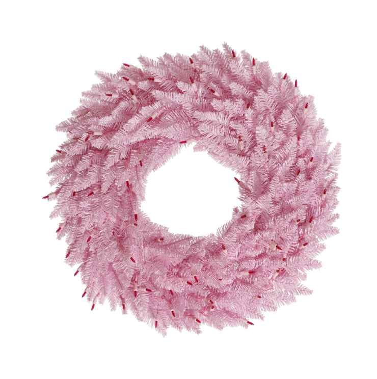 24" Pink Fir Artificial Christmas Wreath Unlit (Pink)