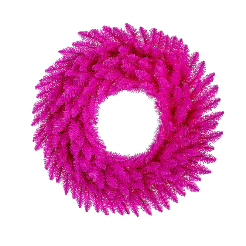 24" Hot Pink Artificial Wreath 140 Realistic PVC Tips (Hot Pink)