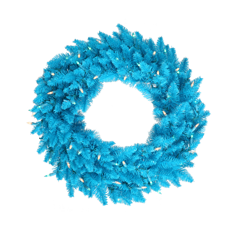 24" Sky Blue Fir Artificial Christmas Wreath Unlit (Sky Blue)