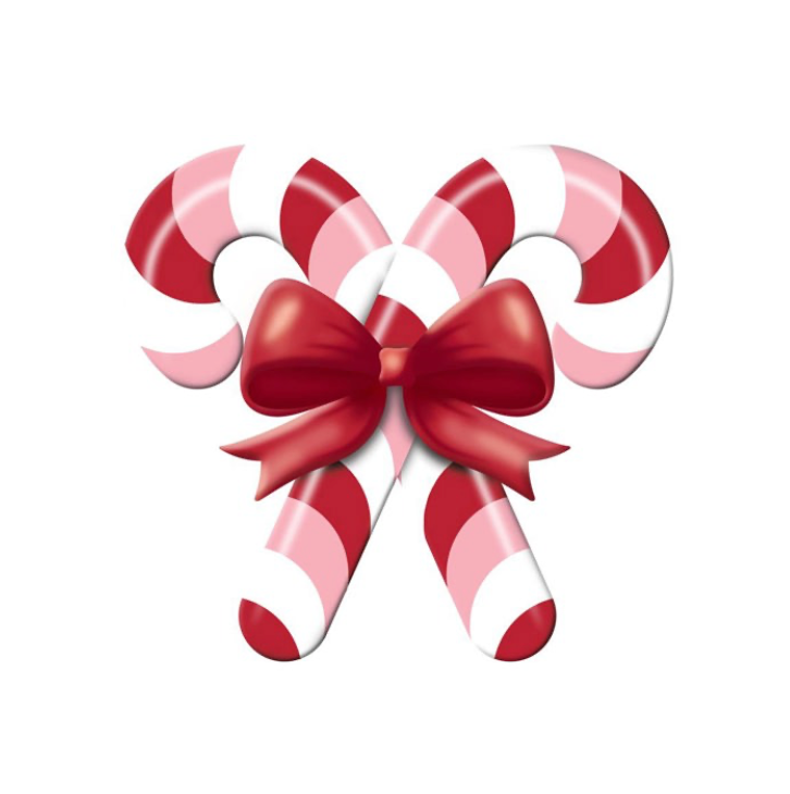 13"Lx12"H Metal/Embossed Candy Cane Sign (White/Red/Light Pink)