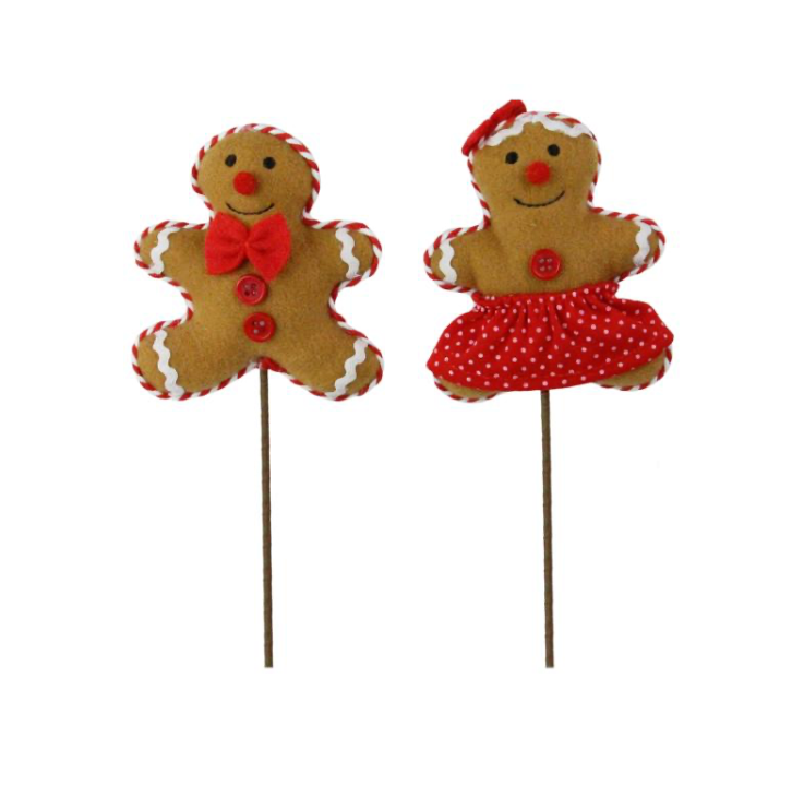 Set of two 4.25"H Gingerbread On Stem