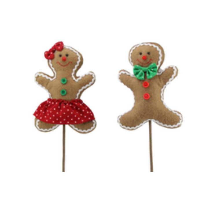 Set of two 24"H Gingerbread Boy/Girl Pick