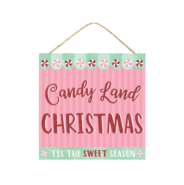 10"Sq Candy Land Christmas Sign