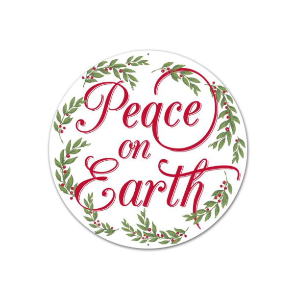 12"Dia Metal Peace On Earth Sign