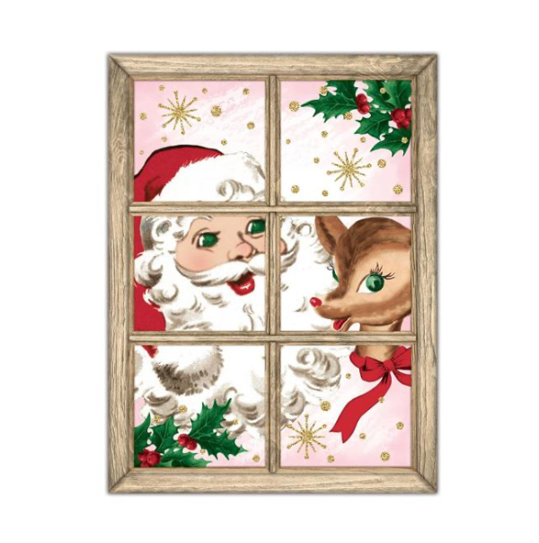 12.75"H x 9.5"L Retro Santa Window Sign