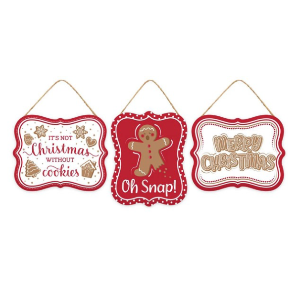 3 Asst 5"L x 4"H Emboss Gingerbread Sign ( Purchase is for one sign)