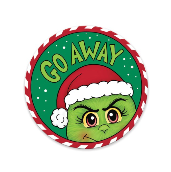 13"Dia Go Away Furry Elf Plate Sign