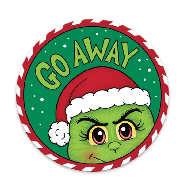 15.75"Dia Go Away Furry Elf Plate Sign