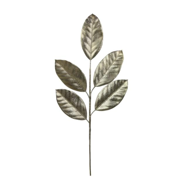 24"L Metallic Magnolia Leaf Spray