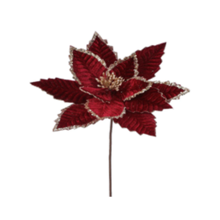 24"Bead/Sequin Edge Poinsettia Stem