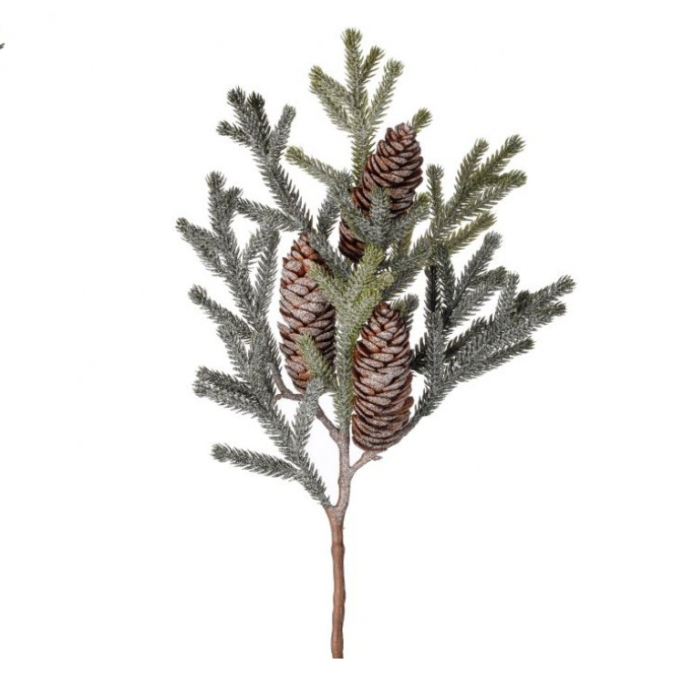 17" Mini Snowy Pine Spray W/Cone