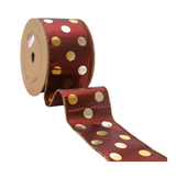 2 1/2" Rust W/ Metallic Dot Holiday Wired Ribbon 10 Yard Roll