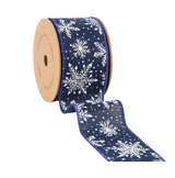 2 1/2" Snowflake Wired Ribbon (Blue/White) 10 Yard Roll