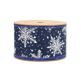 2 1/2" Snowflake Wired Ribbon (Blue/White) 10 Yard Roll