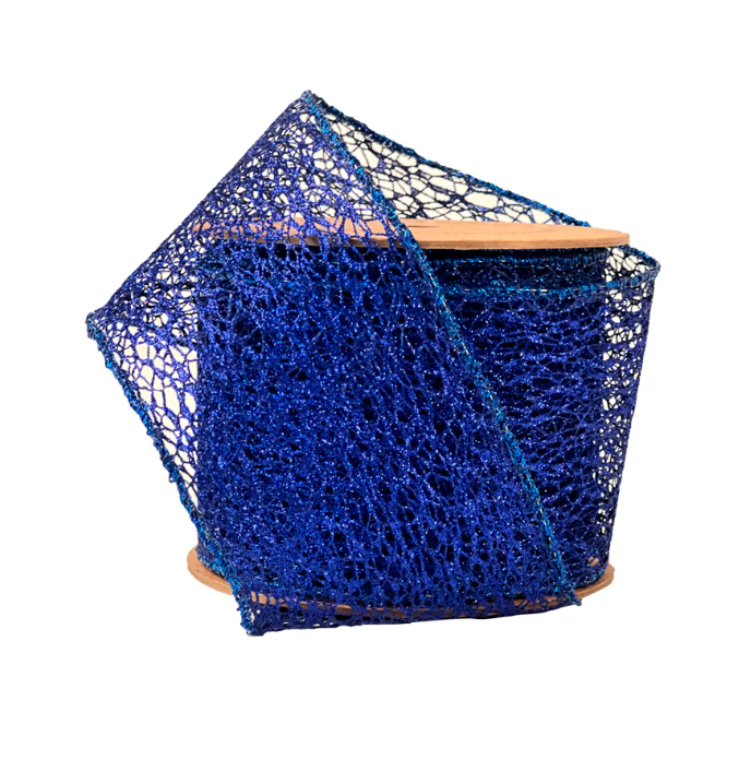 3" Mesh Wired Ribbon (Royal Blue) 10 Yard Roll