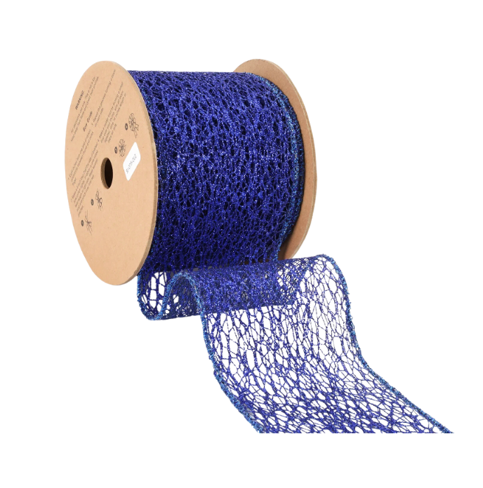 3" Mesh Wired Ribbon (Royal Blue) 10 Yard Roll