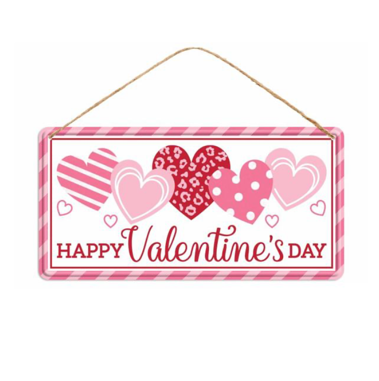 12"Lx6"H Tin Happy Valentines Day Sign