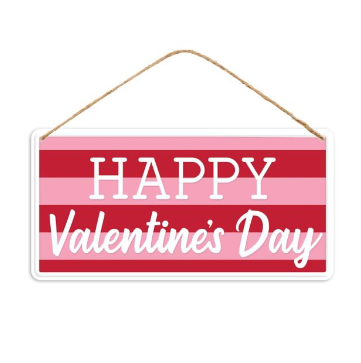 12"Lx6"H Tin Happy Valentines Day Sign