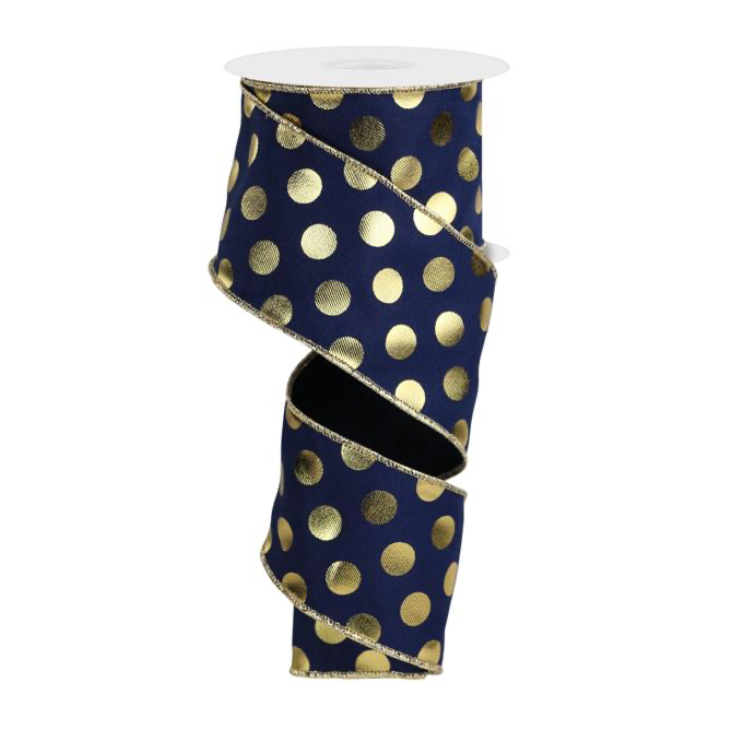 2.5" x 10yd Metallic Polka Dots