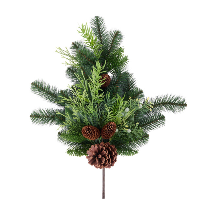 21" Greenery/Pine Cone Spray