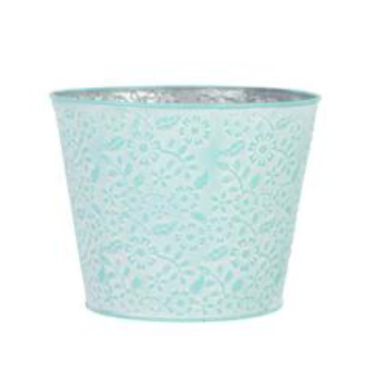 6.75"Dia x 5.5"H Emboss Daisy Pot Cover (Blue)