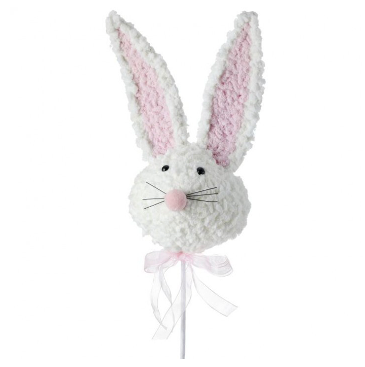 25" Furry Easter Bunny Head Pick