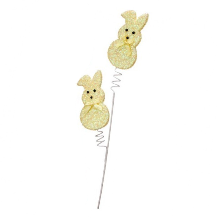 27" Sugared Bunny Peep Spray (Pastel Yellow)