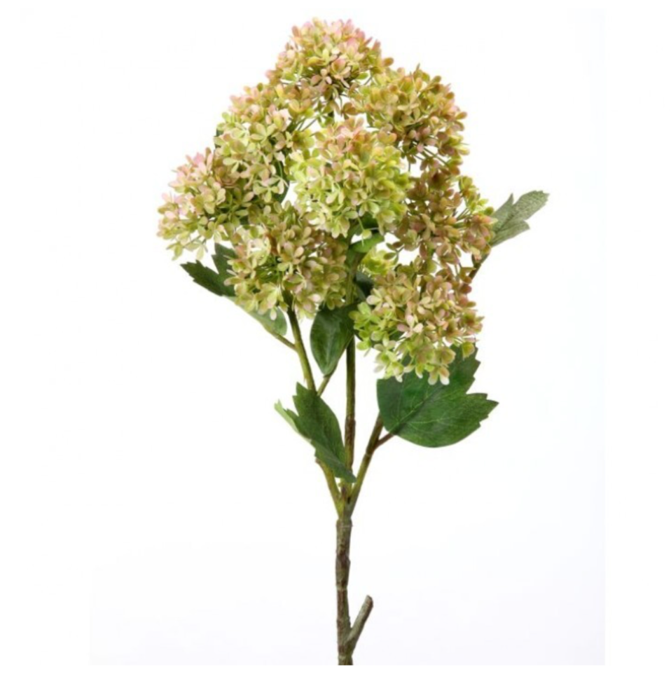 33" Plastic Snowball Hydrangea Branch (Green/Pink)