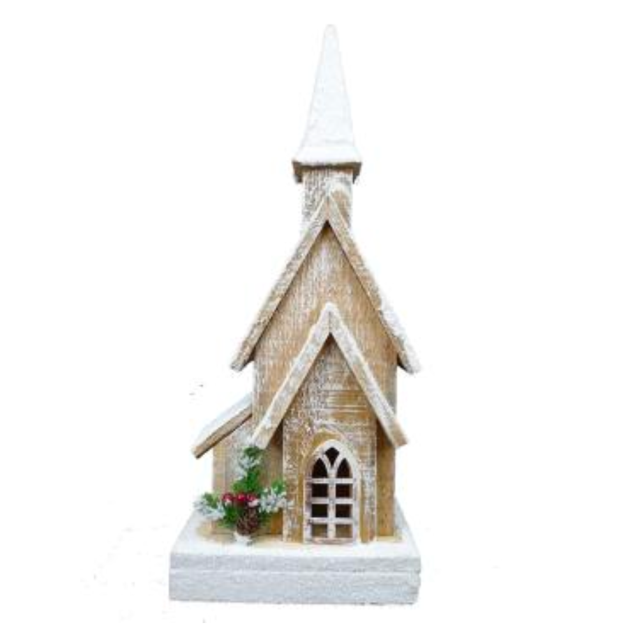 18" Wooden House 5 Led Lights (Brown)