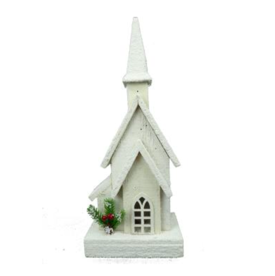 18" Wooden House 5 Led Lights (White)