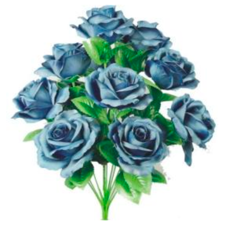 17" Open Rose Bush x 12 (Navy Blue)