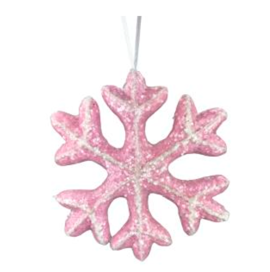 7" Snowflake Ornament (Pink)