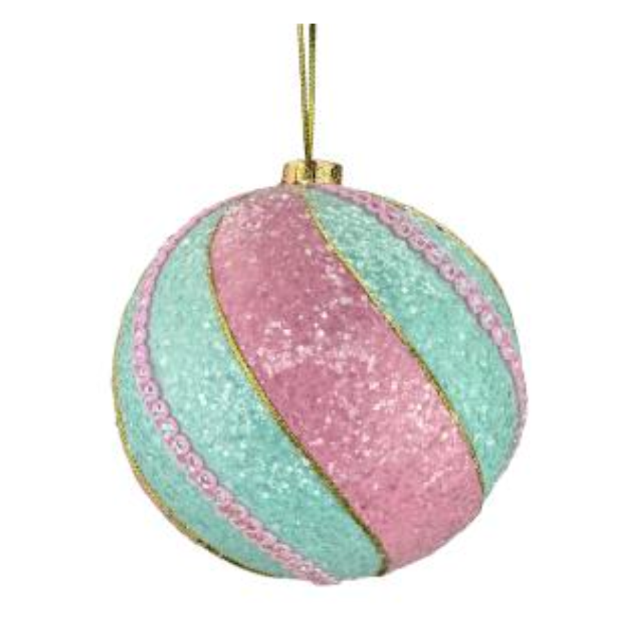 6.5" Swirl Ornament Ball (Pastel Pink/Blue)