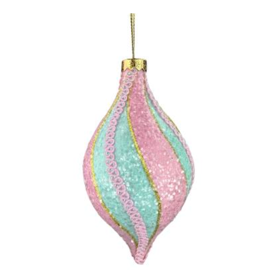 9" Finial Swirl Ornament (Pastel Pink/Blue)