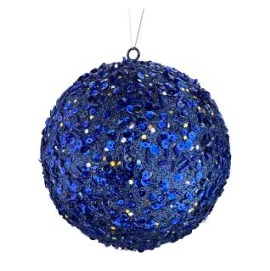 6" Sequin Glitter Ornament Ball (Blue)