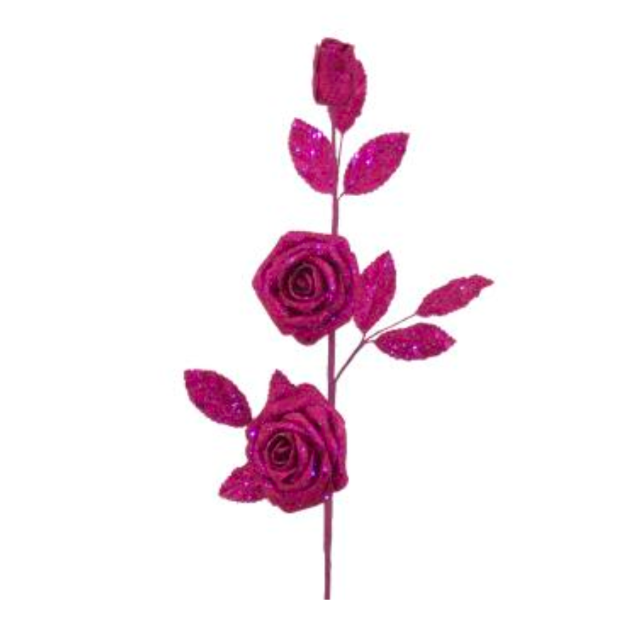 Glitter Rose Spray (Hot Pink)